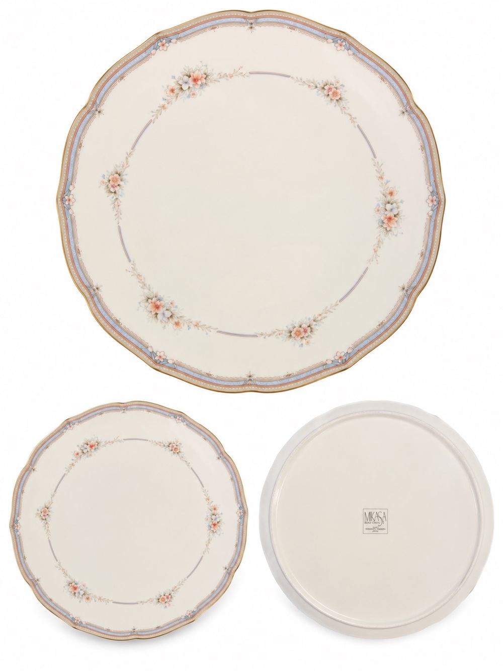 Vintage Mikasa Bone China 12" Cake Plate - Romantic Garden